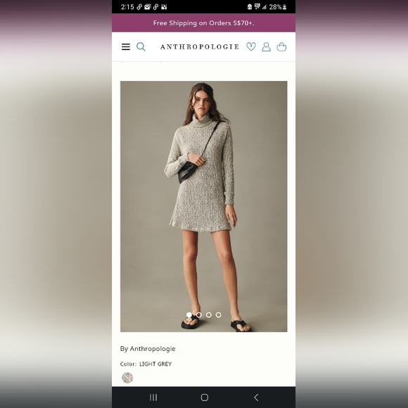 Anthropologie Turtleneck Mini Sweater Dress Grey Mix size large - Picture 5 of 9